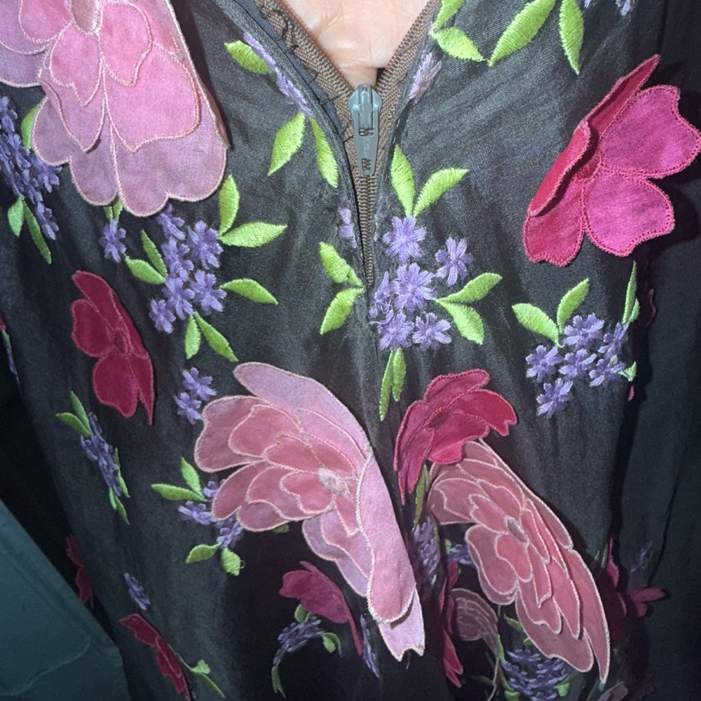 Vintage 70s Stavropoulos Sheer Floral Appliqué Maxi Dress Boho Romantic - Picture 4 of 16